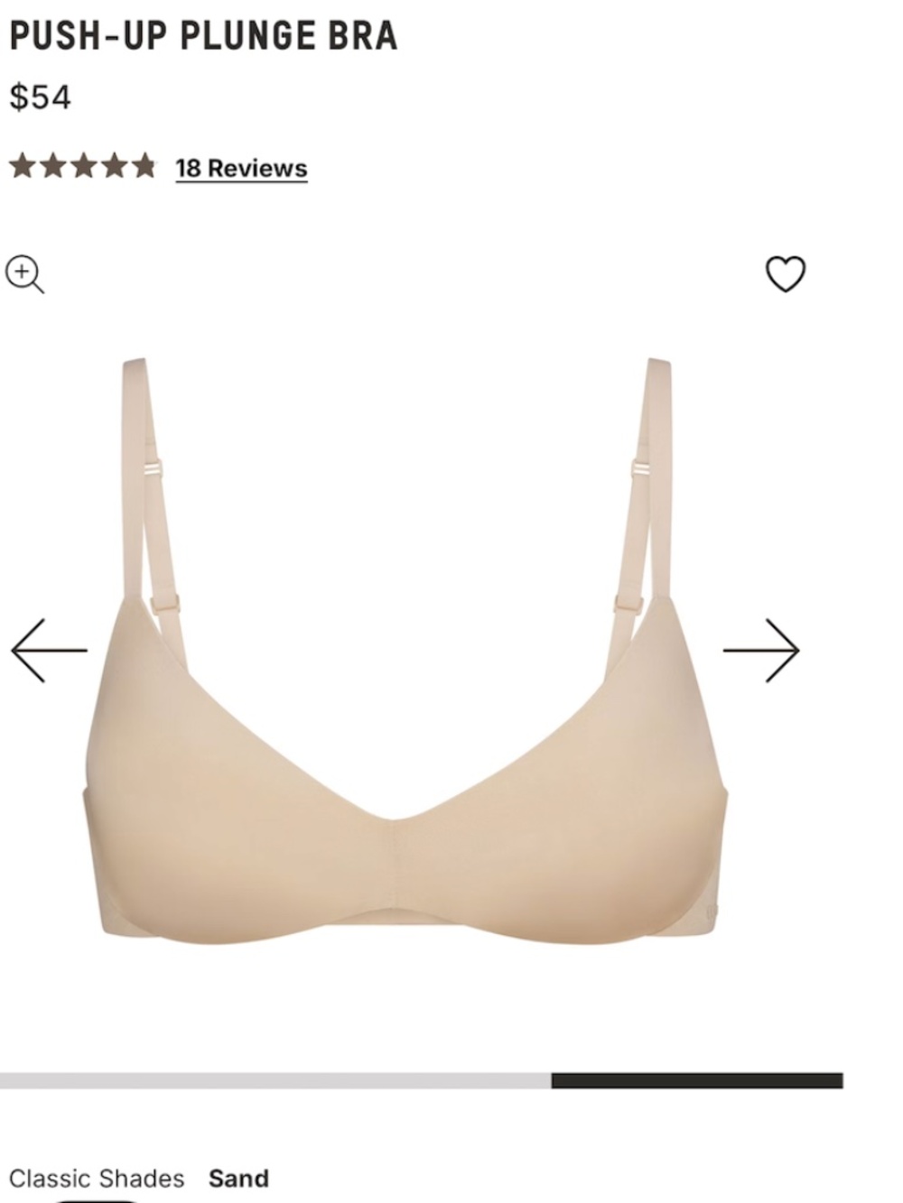 NWT Skims Wireless Form Push UP Plunge Bra in Sand 40B